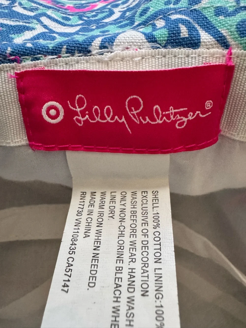 NWT Lilly Pulitzer for Target My Fans Pink Blue Aqua Sun Bucket Hat 12-24M